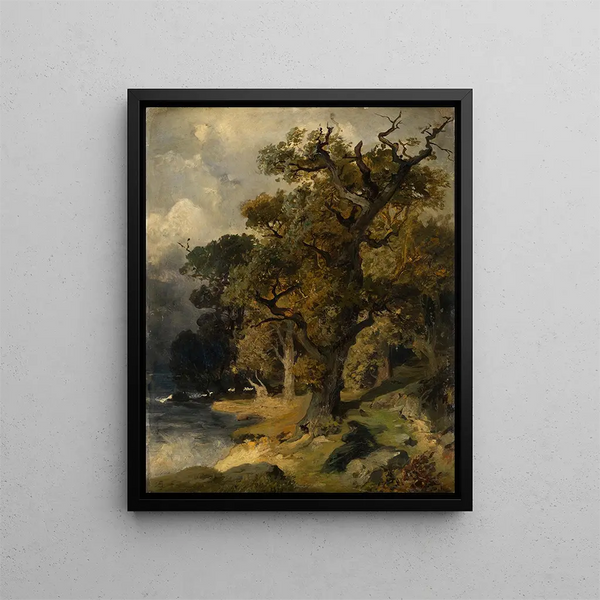 Edmund Kanoldt - Herbstlicher Eichwald am Seeufer.webp