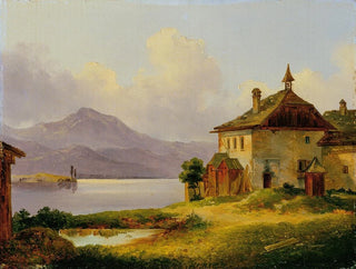Maison ved søbredden i Salzkammergut - Edmund Mahlknecht — visning af kunstværket