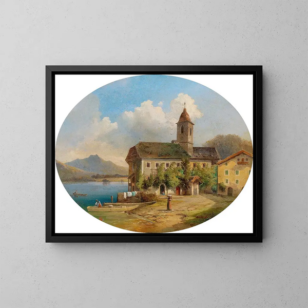 Vue de Saint Wolfgang - Edmund Mahlknecht — indrammet kunstværk på væggen
