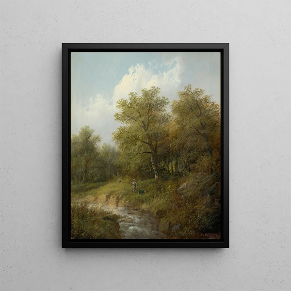 Eduard Boehm - Mountain Brook with a Fisherman.webp