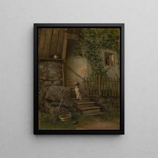 Eduard Majsch - On the Porch Dog and Cat.webp