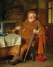 Falstaff-maleri med sværd, vinbæger og glas - Eduard von Grützner — visning af kunstværket
