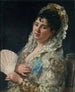 Portrait af en spansk dame med en fan - Eduardo León Garrido — visning af kunstværket