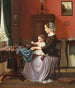 Indretningsmaleri af en borgerlig husindretning i 1861 - Edvard Bendtsen — visning af kunstværket