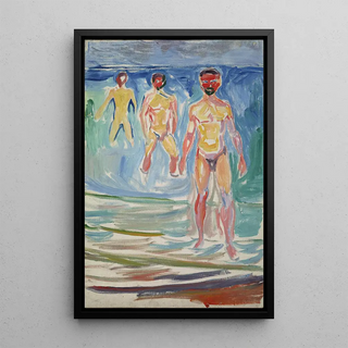 Reproduktion af maleriet Hommes, der bader - Edvard Munch