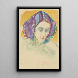 Tête de femme - Edvard Munch — indrammet kunstværk på væggen
