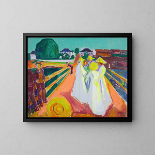 Les Femmes sur le Pont - Edvard Munch — indrammet kunstværk på væggen