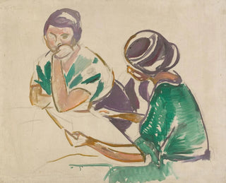 To kvinder ved bordet - Edvard Munch — visning af kunstværket