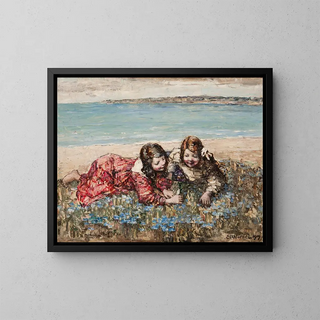 Edward Atkinson Hornel - Gathering flowers by the seashore.webp