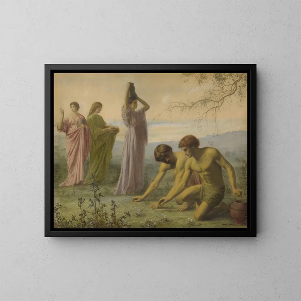 Israelerne, der samler manna - Edward Clifford — indrammet kunstværk på væggen