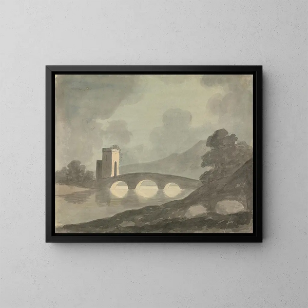 Pont og tårn - Edward Francis Burney — indrammet kunstværk på væggen