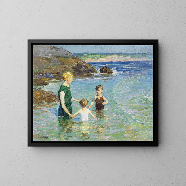 Ved stranden - Edward Henry Potthast — indrammet kunstværk på væggen