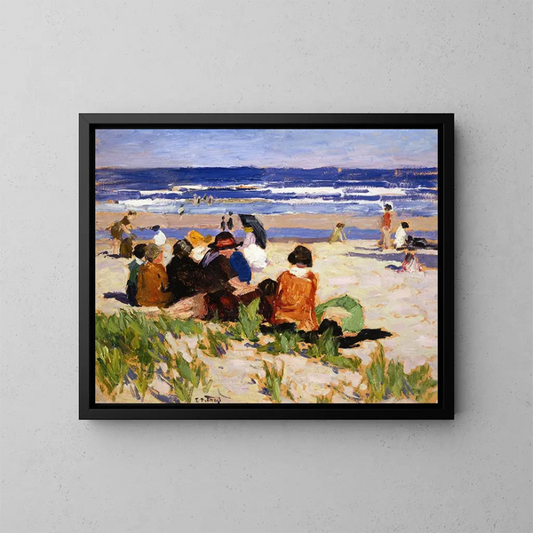 På stranden i Ogunquit, Maine - Edward Henry Potthast — indrammet kunstværk på væggen