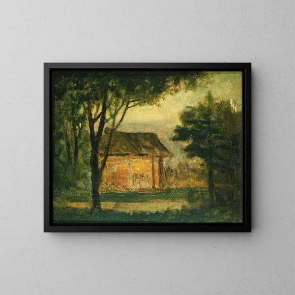 Den gamle familiegård - Edward Mitchell Bannister — indrammet kunstværk på væggen