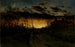 Solnedgang uden titel med kvartmåne og gård - Edward Mitchell Bannister — visning af kunstværket