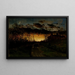 Solnedgang uden titel med kvartmåne og gård - Edward Mitchell Bannister — indrammet kunstværk på væggen