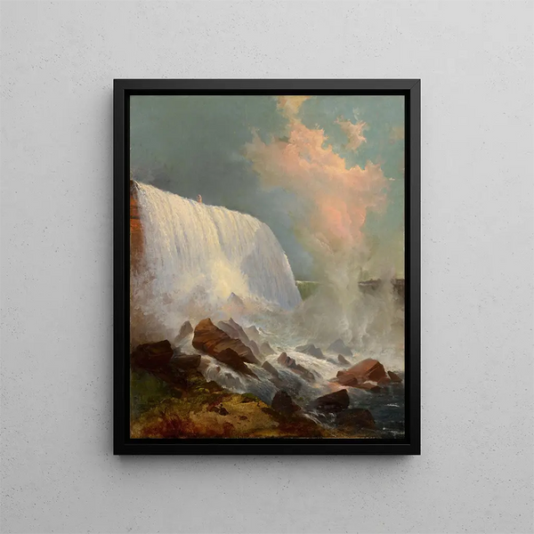 Chutes du Niagara - Edward Moran — indrammet kunstværk på væggen