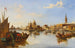 Gondoler og fiskerbåde ved udmundingen af Grand Canal, Venedig - Edward Pritchett — visning af kunstværket