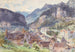 Vue de la Ville de Feldkirch dans le Vorarlberg - Edward Theodore Compton — visning af kunstværket