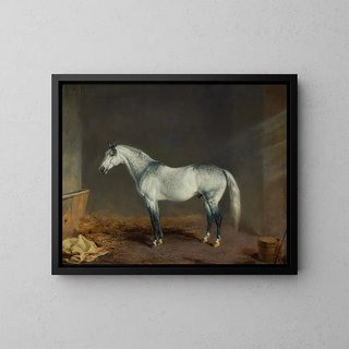 Edward Troye - Lightning A Gray Racehorse in a Stable.webp