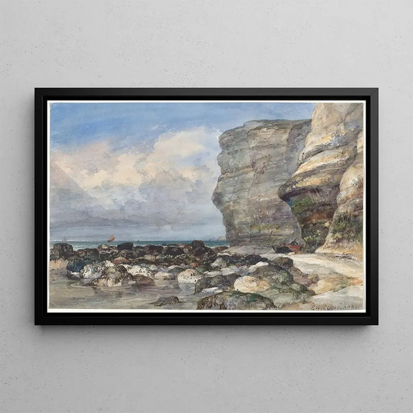 La plage rocheuse og klipperne ved Fécamp - Edward William Cooke — indrammet kunstværk på væggen