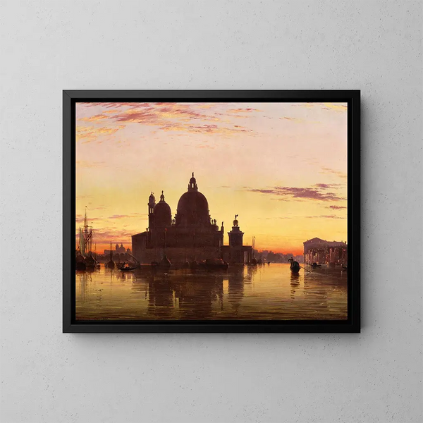 Venise, Santa Maria della Salute ved solnedgang - Edward William Cooke — indrammet kunstværk på væggen