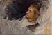 Hamlet-figurstudie til scenen i stykket Hamlet Akt III Scene II - Edwin Austin Abbey — visning af kunstværket