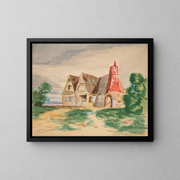 Esquisse d'un cottage de campagne - Edwin Austin Abbey — indrammet kunstværk på væggen