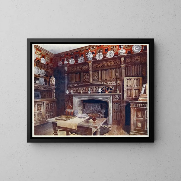 L'étude lambrissée à Groombridge Place, Kent - Edwin Foley — indrammet kunstværk på væggen