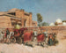 En bryllupsprocesion foran et palads i Rajasthan - Edwin Lord Weeks — visning af kunstværket