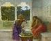 Figurer i et interiør med en have af palmetræer i baggrunden - Edwin Lord Weeks — visning af kunstværket