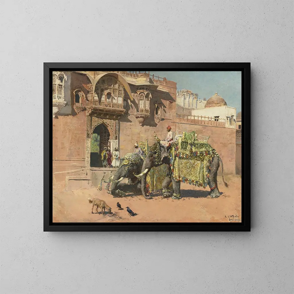 Rajah af Jodhpur-elefanterne - Edwin Lord Weeks — indrammet kunstværk på væggen