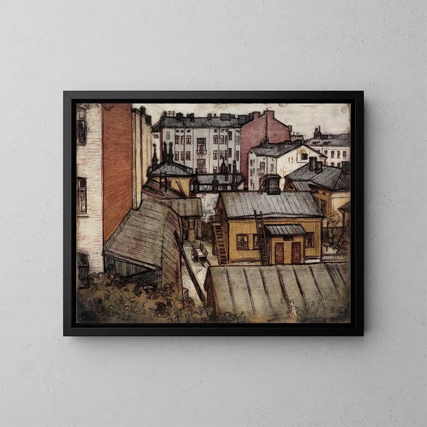 Vue depuis la maison des artistes Bernhardinkatu - Eero Järnefelt — indrammet kunstværk på væggen