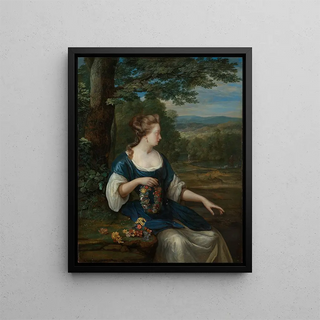 Eglon van der Neer - Portrait of a woman with a wreath of flowers.webp