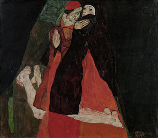 Le Cardinal et la Nonne s'embrassent - Egon Schiele — visning af kunstværket