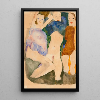 Reproduktion af maleriet Tre piger - Egon Schiele