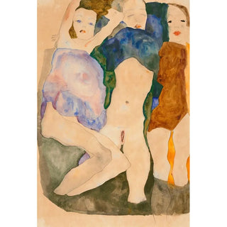 Reproduktion af maleriet Tre piger - Egon Schiele