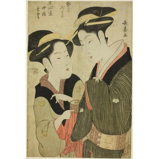 Eishsai Chki - Moto a Waitress of the Yoshidaya and the Geisha Mizue.webp