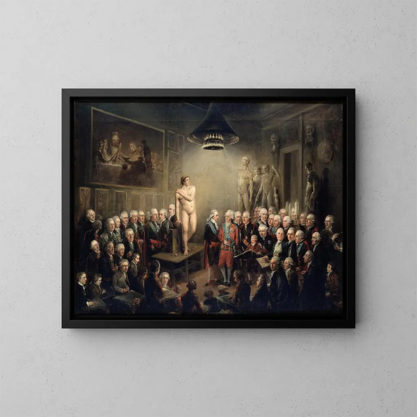 Gustave III's besøg på Royal Academy of Arts - Elias Martin — indrammet kunstværk på væggen