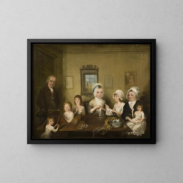 Portrait af familien Latrobe fra Fulneck - Elias Martin — indrammet kunstværk på væggen