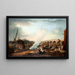 Pont de Westminster og processionen på Tamise af kong Christian VII af Danmark i 1769 - Elias Martin — indrammet kunstværk på væggen