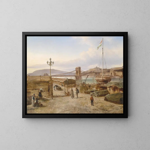 Vue sur Buda - Elias Pieter van Bommel — indrammet kunstværk på væggen