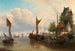 Sejlskibe i havnen - Elias Pieter van Bommel — visning af kunstværket