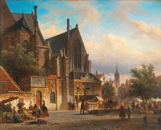 Vue d'un marché néerlandais - Elias Pieter van Bommel — visning af kunstværket