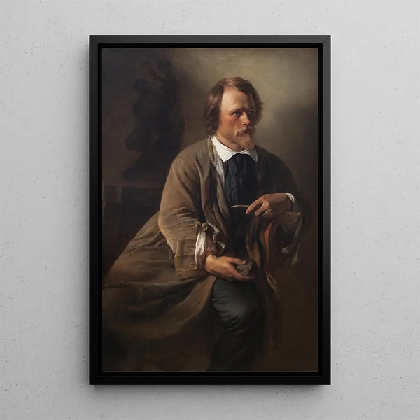 billedhuggeren Jens Adolf Jerichau, kunstnerens mand - Elisabeth Jerichau-Baumann — indrammet kunstværk på væggen