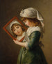 Julie Le Brun, der ser sig selv i et spejl - Elisabeth Louise Vigée Le Brun — visning af kunstværket