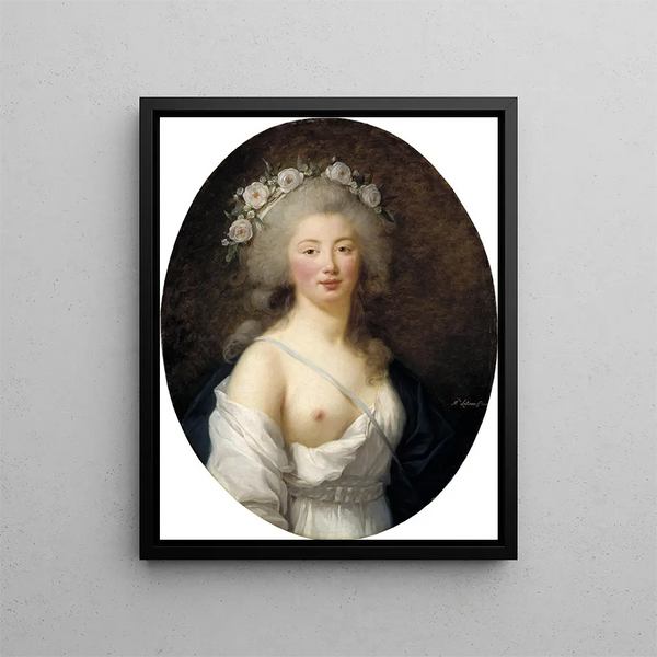 Portræt af en ung kvinde i Flore - Elisabeth Louise Vigée Le Brun — indrammet kunstværk på væggen
