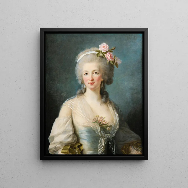 Portrait of a lady said portrait of Jeanne de Valois Comtesse de la Motte - Elisabeth Louise Vigée Le Brun — indrammet kunstværk på væggen