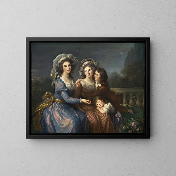 La marquise de Pezay og marquise de Roug med sine sønner Alexis og Adrien - Elisabeth Louise Vigée Le Brun — indrammet kunstværk på væggen