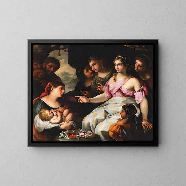 La découverte de Moïse - Elisabetta Sirani — indrammet kunstværk på væggen